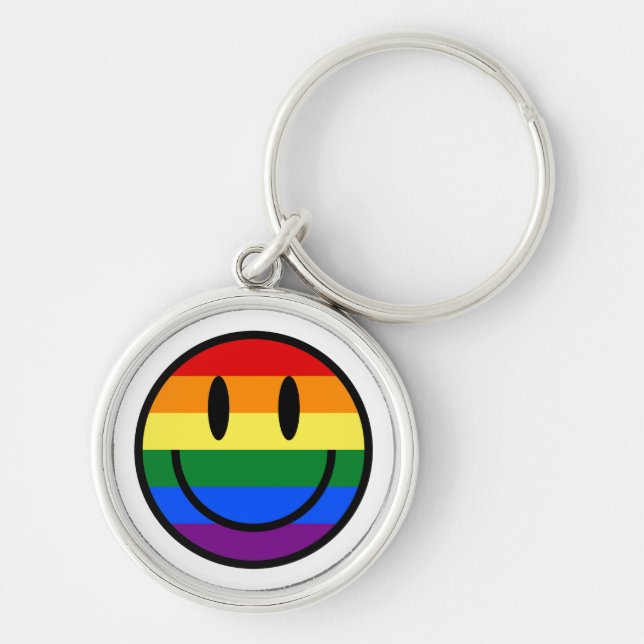 Rainbow Smiley Face Keychain (Front)