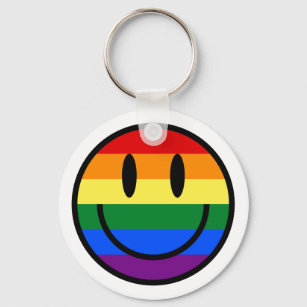 Rainbow Smiley Face Keychain