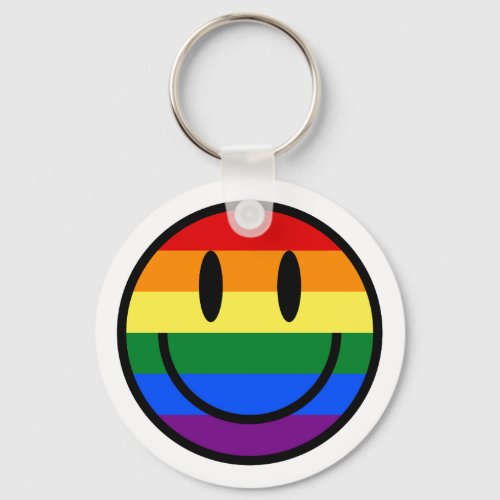 Rainbow Smiley Face Keychain