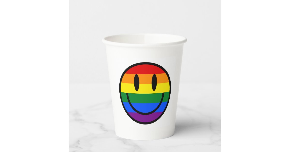 Rainbow Smiley Face Paper Cups | Zazzle