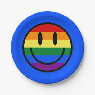 Rainbow Smiley Face Paper Plates
