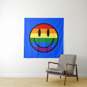 Rainbow Smiley Face Tapestry