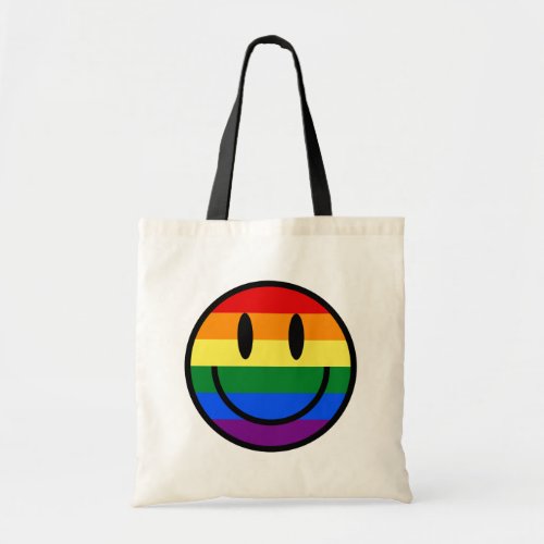 Rainbow Smiley Face Tote Bag