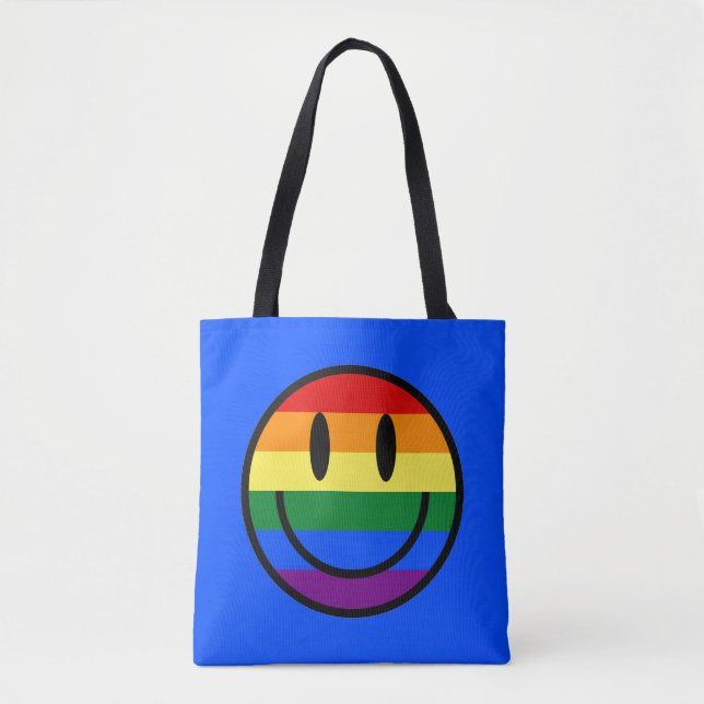 Rainbow Smiley Face Tote Bag (Front)