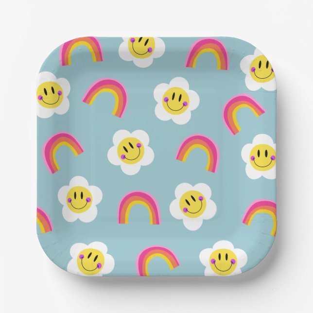 Rainbow Smiley Paper Plate (Front)
