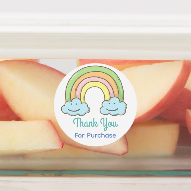 Rainbow Smiling Cloud Thank You Labels (Affixed)
