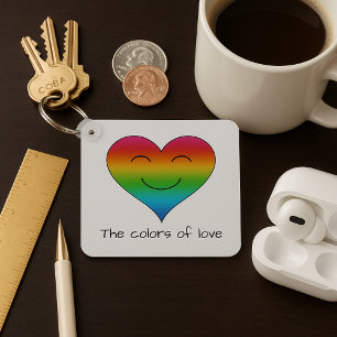 Rainbow smiling heart two-sided keychain