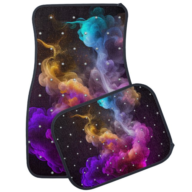 Rainbow Smoke Diamonds Personalized Name Car Floor Mat (Set)