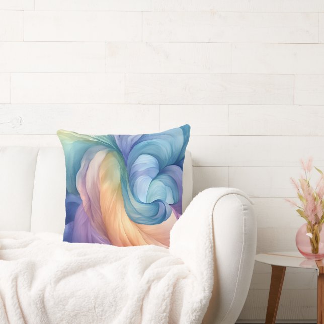 Rainbow smoke swirl pattern throw pillow (Couch)