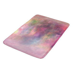 Rainbow Smudge Marbled Abstract Bath Mat