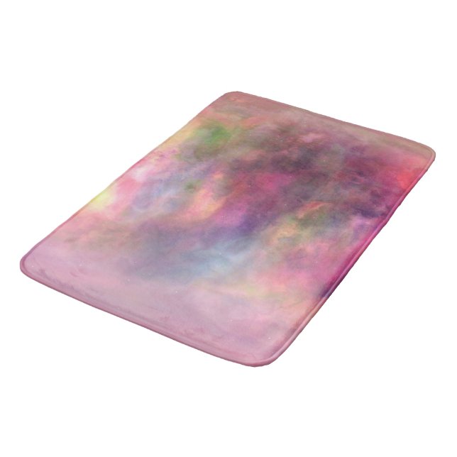 Rainbow Smudge Marbled Abstract Bath Mat (Angled)