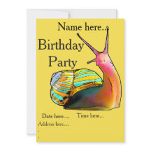 Rainbow Snail Birthday Invitations