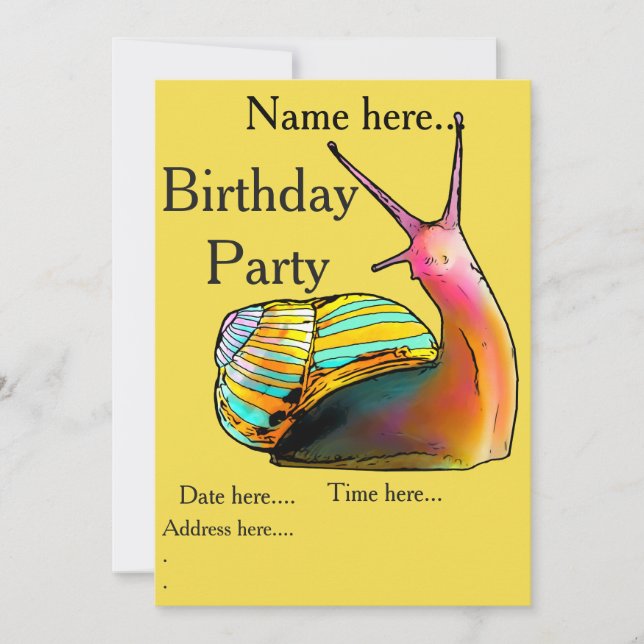 Rainbow Snail Birthday Invitations (Front)