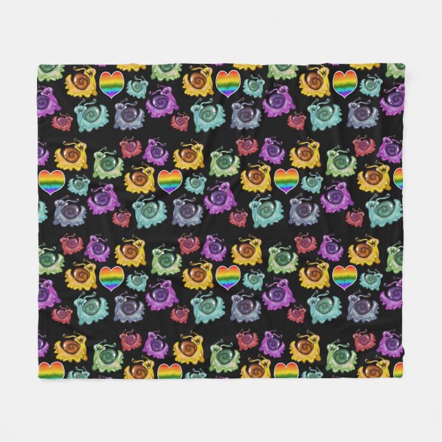 Rainbow Snails Fleece Blanket (Front (Horizontal))