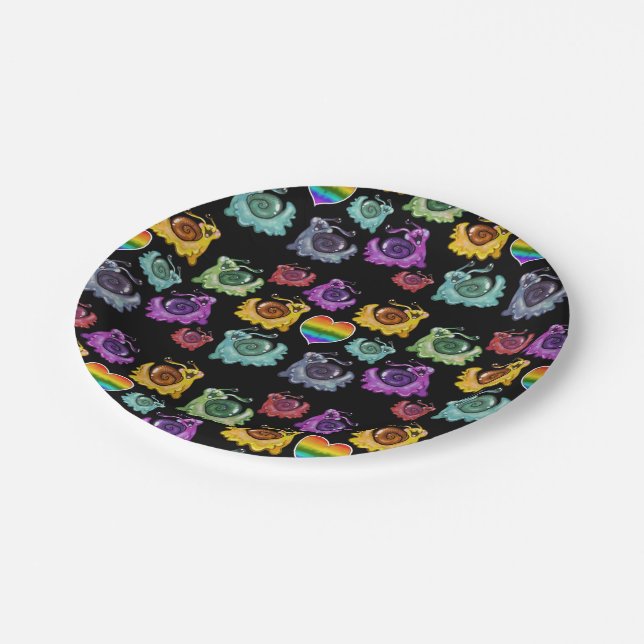 Rainbow Snails Paper Plates (Angled)