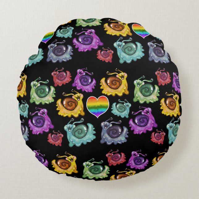 Rainbow Snails  Round Pillow (Front)