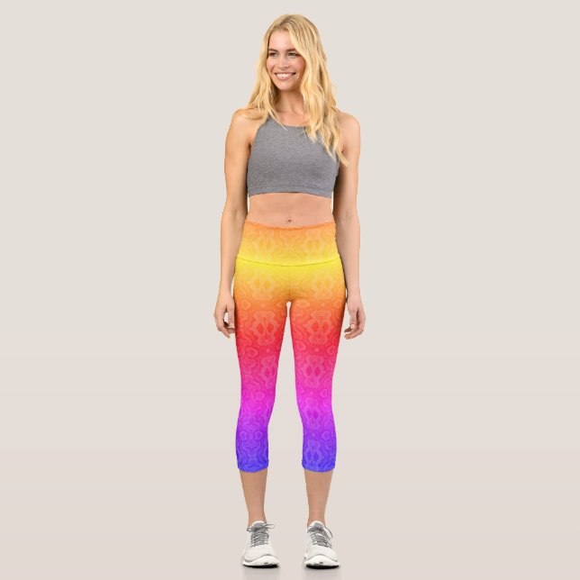 Rainbow Snake Skin Capri Leggings (Front)