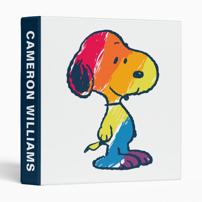 Rainbow Snoopy 3 Ring Binder (Front/Spine)