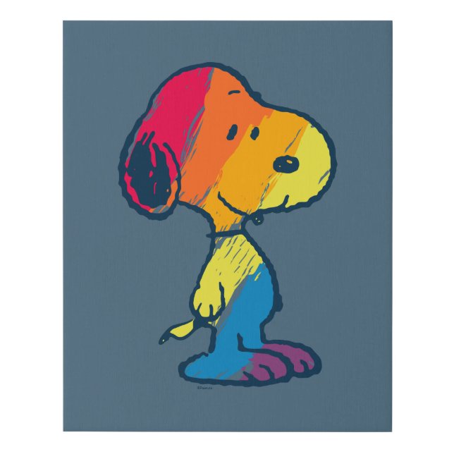 Rainbow Snoopy Faux Canvas Print (Front)