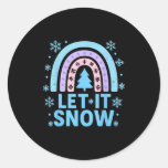 Rainbow Snowflake Christmas Winter Day Suprter Let Classic Round Sticker