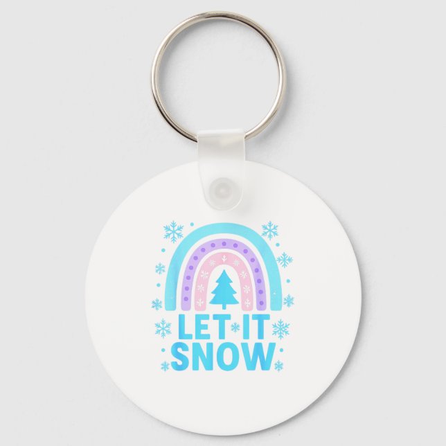 Rainbow Snowflake Christmas Winter Day Suprter Let Keychain (Front)