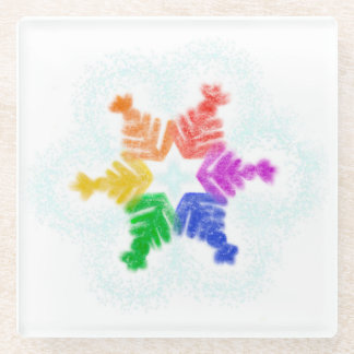 RAINBOW SNOWFLAKE - DRINK COASTER - HOLIDAY