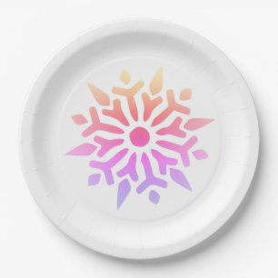 Rainbow Snowflake Paper Plates