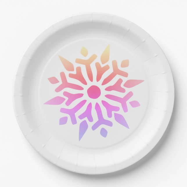 Rainbow Snowflake Paper Plates (Front)