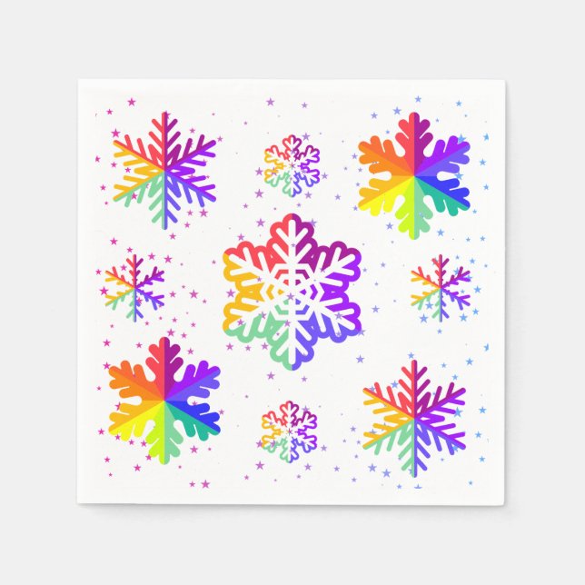 rainbow snowflake pattern napkins (Front)