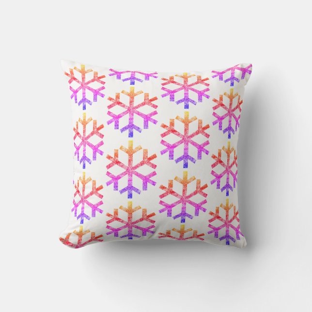 Rainbow Snowflakes For Sofa Couch Chaise Lounge Throw Pillow (Front)