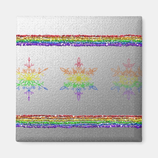 Rainbow Snowflakes Magnet (Front)