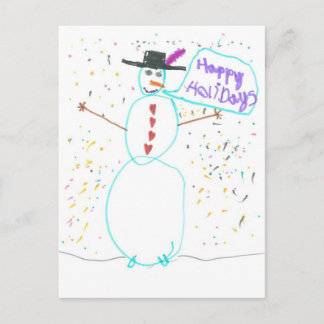 Rainbow snowman holiday postcard