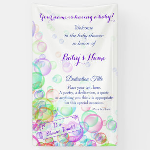 Rainbow Soap Bubbles Baby Shower Banner