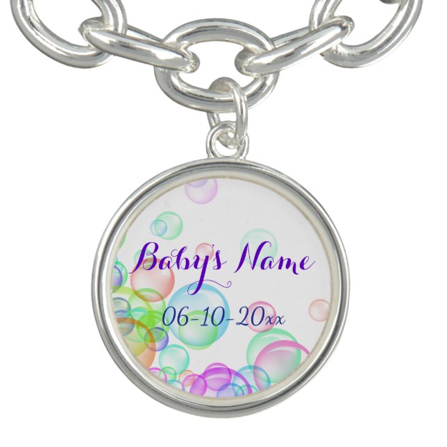Rainbow Soap Bubbles Baby Shower Bracelet (Design)