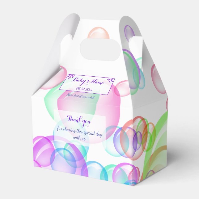 Rainbow Soap Bubbles Baby Shower Favor Boxes (Front Side)