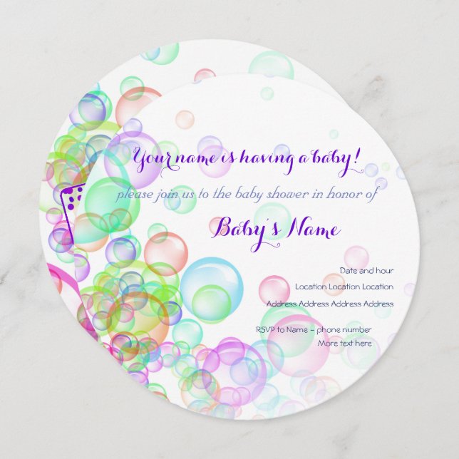 Rainbow Soap Bubbles Baby Shower Invitation (Front/Back)