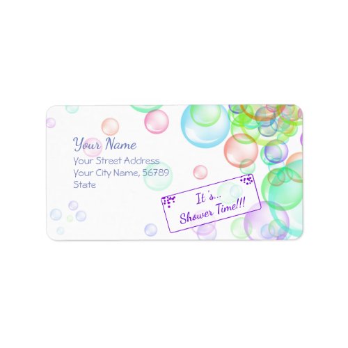 Rainbow Soap Bubbles Baby Shower Label