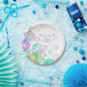 Rainbow Soap Bubbles Baby Shower Paper Plates