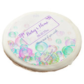 Rainbow Soap Bubbles Baby Shower Sugar Cookie (Angled)