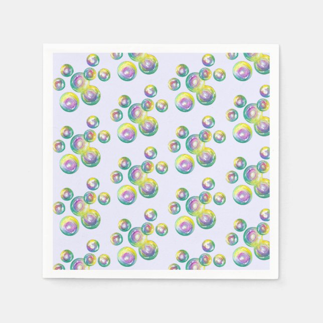Rainbow Soap Bubbles Bubble Wand Summertime Fun Napkins (Front)