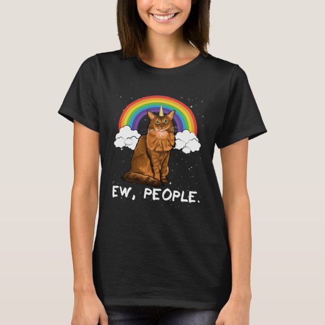 Rainbow Somali Ew People Unicorn Cat T-Shirt (Front)