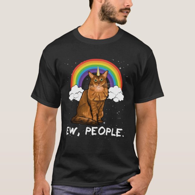 Rainbow Somali Ew People Unicorn Cat T-Shirt (Front)