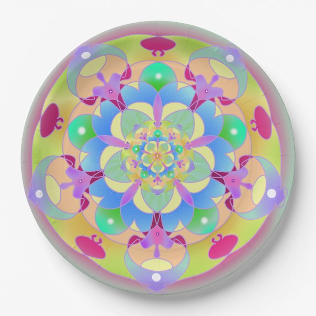 Rainbow Song Mandala Paper Plates (Front)