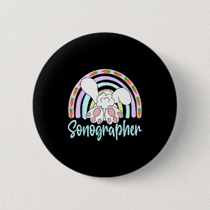 Rainbow Sonographer Bunny Easter Sonography Ultras Button