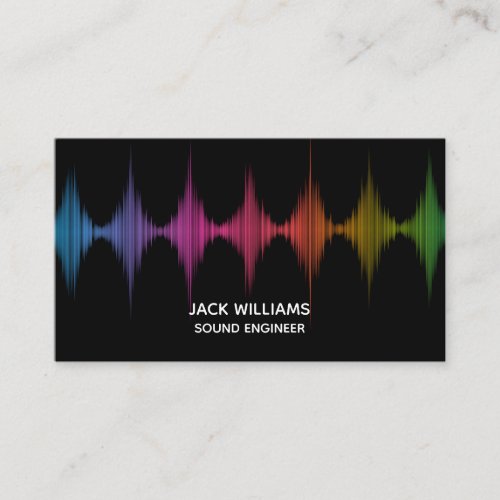 Rainbow Sound Waves Engineer Music Producer Black Business Card
