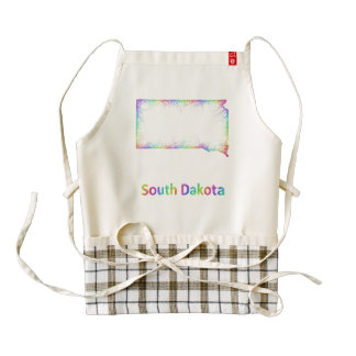 Rainbow South Dakota map Zazzle HEART Apron