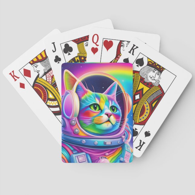 Rainbow Space Cat - Playing Cards  (Back)