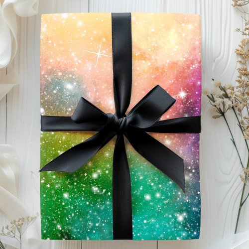 Rainbow Space Galaxy Nebula Cool Star Pattern Wrapping Paper