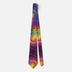 Rainbow Space Nebular Abstract Cosmos Stars Neck Tie