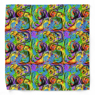 Rainbow Spaghetti Swirl Print Bandana